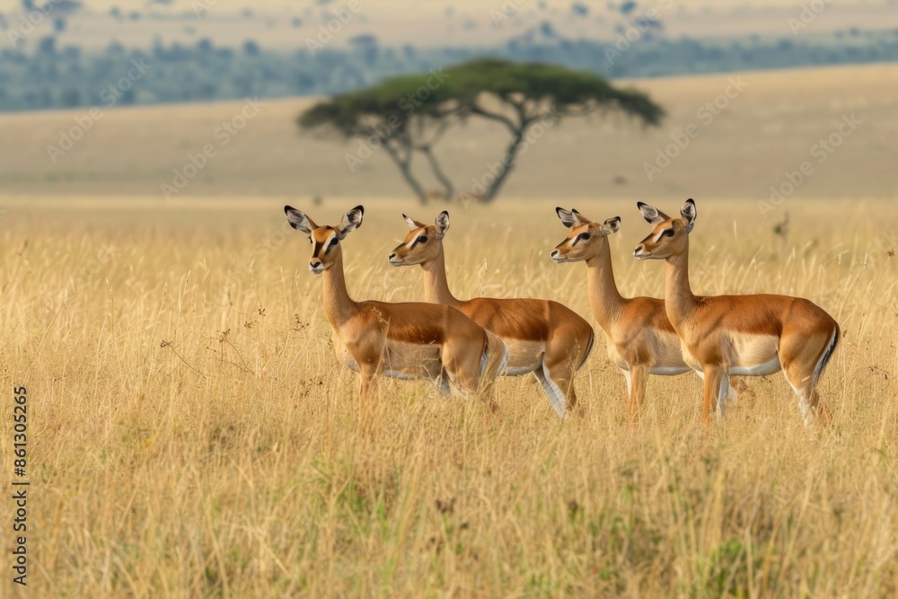 Fototapeta premium Female impalas in Masai Mara savanna, Kenya