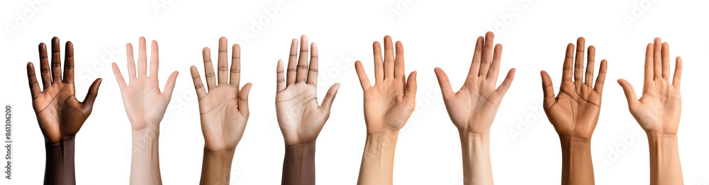 diverse raised hand gesture set diverse raised hand gesture set