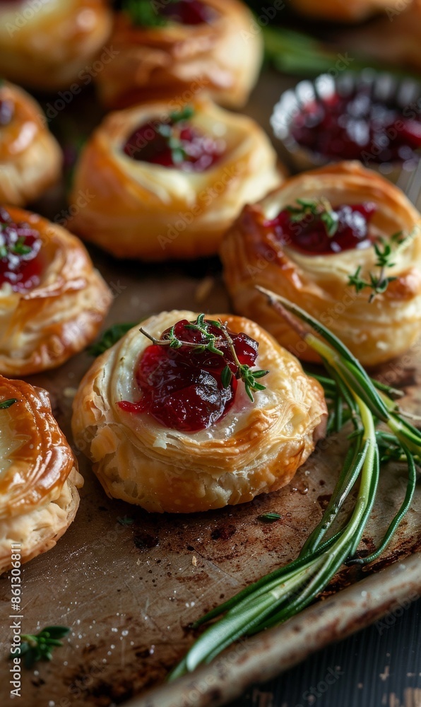 Delicious puff pastry cheese bites filled with melted brie and tangy cranberry sauce, perfect for a savory appetizer or snack Delicious puff pastry cheese bites filled with melted brie and tangy cranberry sauce, perfect for a savory appetizer or snack