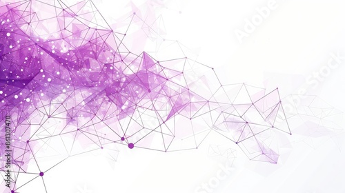 Digital Technology Concept: Purple and White Low Poly Geometric Background with Connecting Dots and Lines