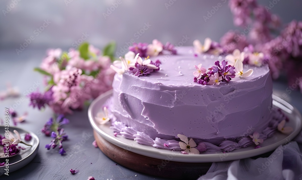 purple frosted chocolate cake, Generative AI purple frosted chocolate cake, Generative AI