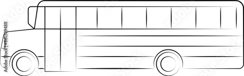 Hand drawn line ​passenger bus vector illustration. Outline Vector bus side view. Coach, School, City transport, Double decker, intercity, Transportation symbol. Bus tour.