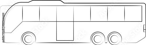 Hand drawn line ​passenger bus vector illustration. Outline Vector bus side view. Coach, School, City transport, Double decker, intercity, Transportation symbol. Bus tour.