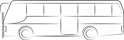 Hand drawn line ​passenger bus vector illustration. Outline Vector bus side view. Coach, School, City transport, Double decker, intercity, Transportation symbol. Bus tour.