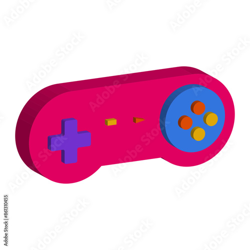 3d Retro Game Console Icon. Isolated on White Background.