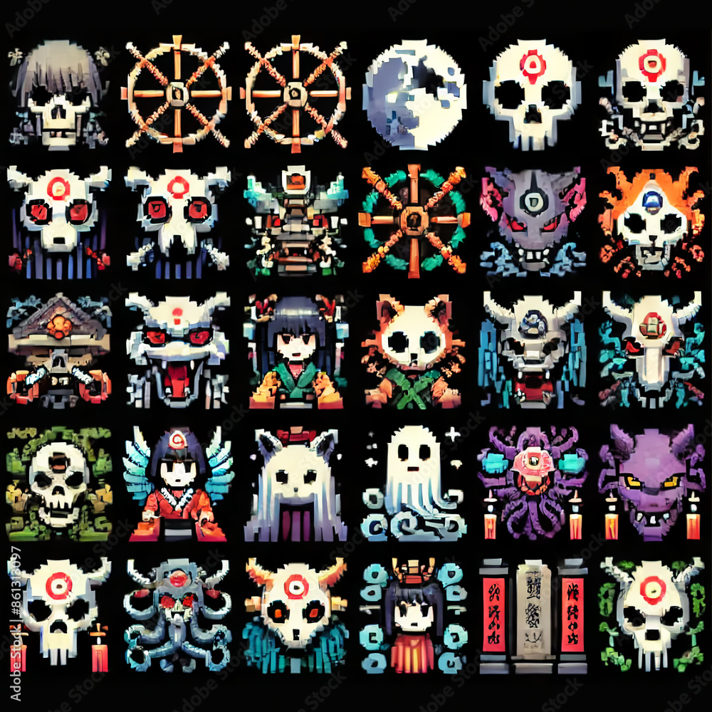 Dotted Icons of a Nurarihyon for Japanese RPG Dotted Icons of a Nurarihyon for Japanese RPG