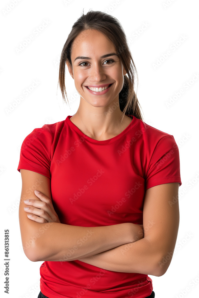 portrait of a healthy woman in red gym wear fitness workout concept portrait of a healthy woman in red gym wear fitness workout concept