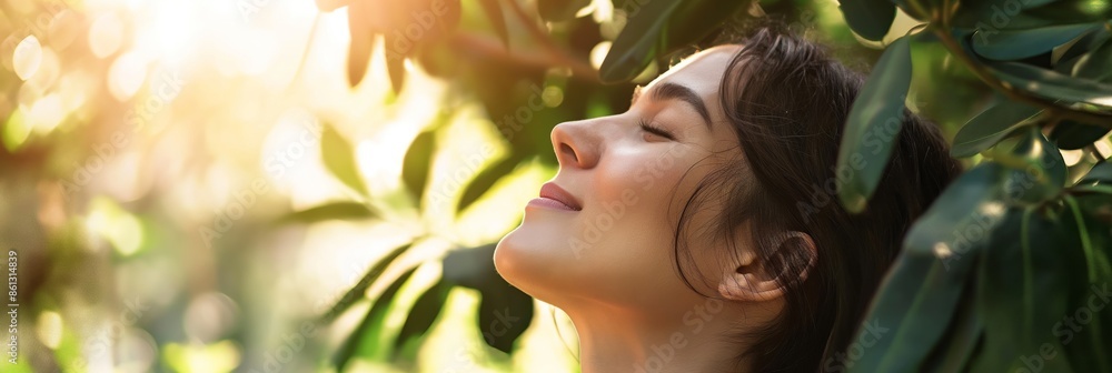 With lush foliage surrounding, a person is embraced by warm sunlight in a meditative pose, evoking a sense of peace and tranquility in nature. With lush foliage surrounding, a person is embraced by warm sunlight in a meditative pose, evoking a sense of peace and tranquility in nature.
