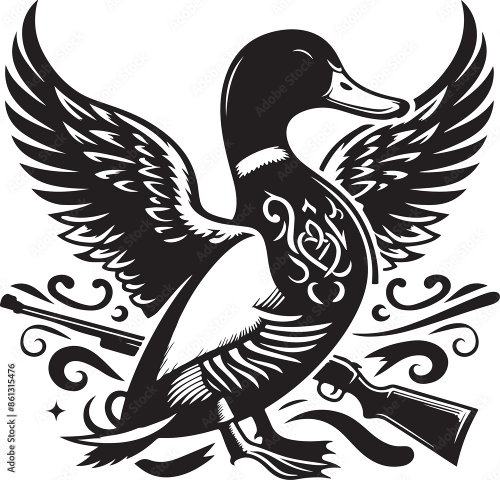 Fototapeta premium Duck design silhouette vector art work EPS file, Generator AI