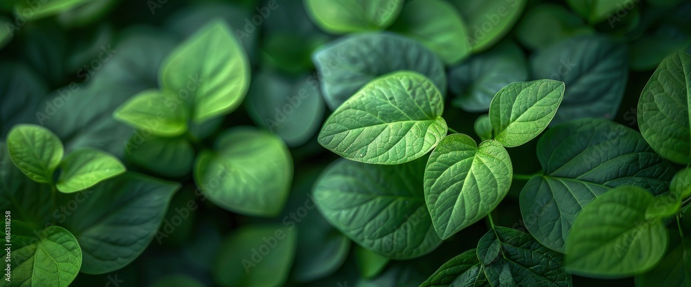 Closeup Nature View Of Green Leaves, Highlighting Their Fresh And Vibrant Beauty Closeup Nature View Of Green Leaves, Highlighting Their Fresh And Vibrant Beauty