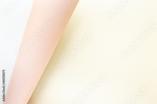 Sheet of paper with curled corners. Space for text,top view. Mock up