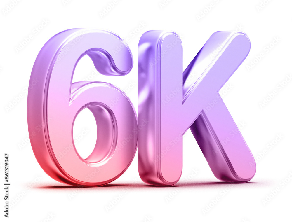 6k Followers Gradient Number 3D Render 6k Followers Gradient Number 3D Render