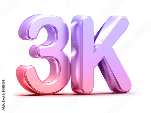 3k Followers Gradient Number 3D Render