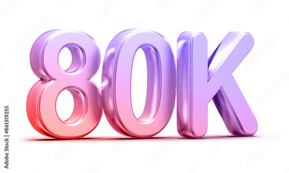 80k Followers Gradient Number 3D Render 80k Followers Gradient Number 3D Render