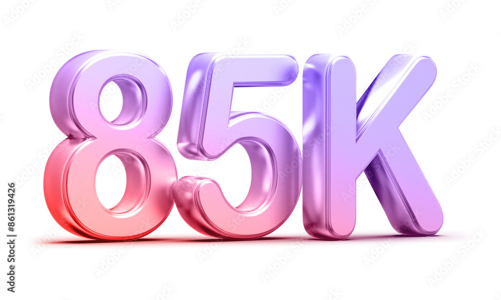 85k Followers Gradient Number 3D Render 85k Followers Gradient Number 3D Render
