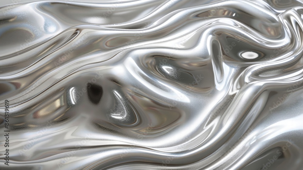 Silver chrome liquid wavy texture, Chrome background or smooth metal foil. Shiny gradient effect fluid motion and movement. 3d chrome texture. Silver chrome liquid wavy texture, Chrome background or smooth metal foil. Shiny gradient effect fluid motion and movement. 3d chrome texture.