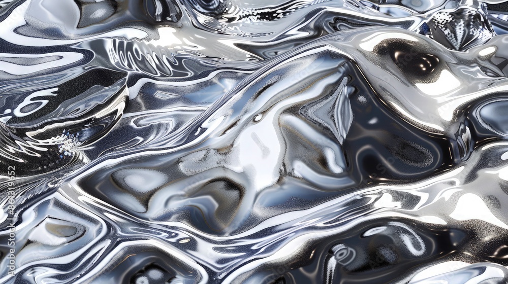 Silver chrome liquid wavy texture, Chrome background or smooth metal foil. Shiny gradient effect fluid motion and movement. 3d chrome texture. Silver chrome liquid wavy texture, Chrome background or smooth metal foil. Shiny gradient effect fluid motion and movement. 3d chrome texture.