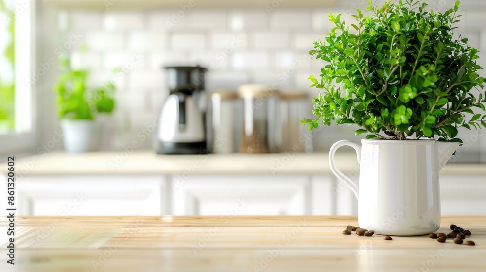 A black espresso machine sits on a wooden kitchen countertop, ready to make a fresh cup of coffee. A black espresso machine sits on a wooden kitchen countertop, ready to make a fresh cup of coffee.