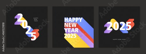 2025 - Happy new year - Vector illustration - wishes - card banner