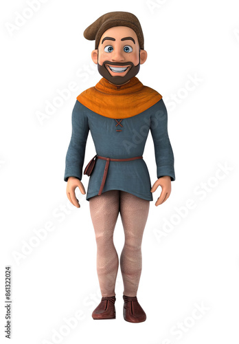 Fun 3D cartoon medieval man with alpha