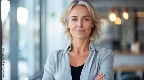 A confident businesswoman in casual attire standing in a bright office environment with glass windows, expressing professionalism, leadership, and a sense of calm assurance. Free Download A confident businesswoman in casual attire standing in a bright office environment with glass windows, expressing professionalism, leadership, and a sense of calm assurance. - GFXLoad