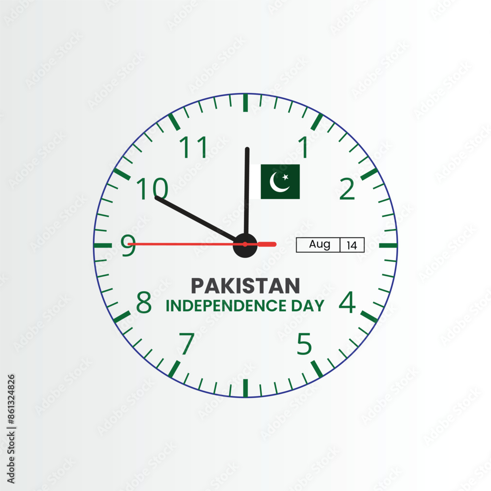 independence of Pakistan with flag and clock independence of Pakistan with flag and clock