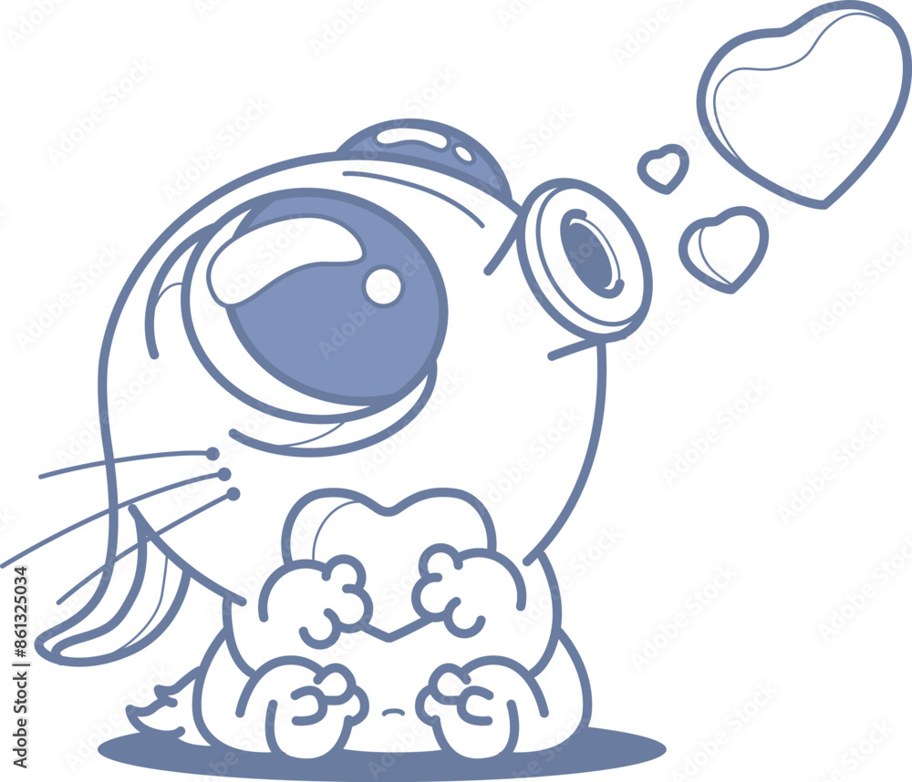 Cute cartoon rabbit blows the air kiss Cute cartoon rabbit blows the air kiss