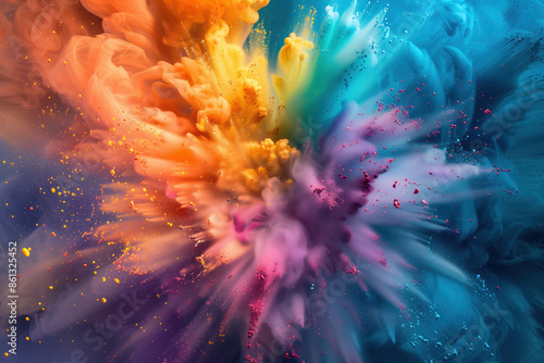 A vibrant explosion of colors and shapes representing the rapid cell division during embryogenesis.