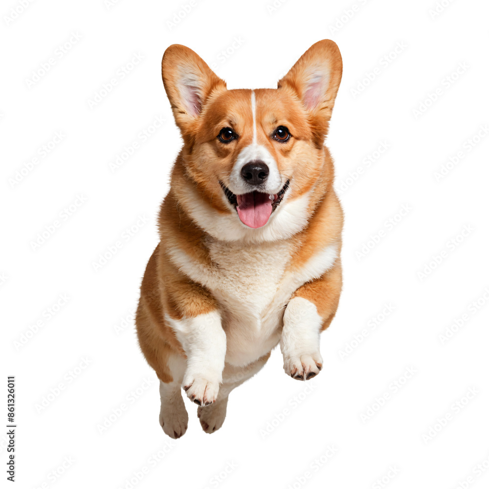 Corgi dog jumping , isolate on white background Corgi dog jumping , isolate on white background