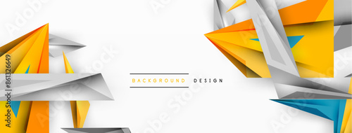 Minimal geometric abstract background. Low poly dynamic triangle design. Trendy techno business template for wallpaper, banner, background or landing