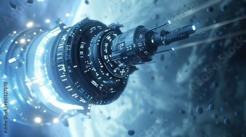 Conceptual image of a digital docking system for space transport vehicles with ample copy space