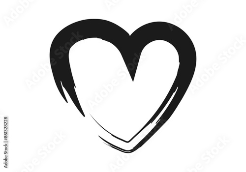 Icono negro de corazón hecho de trazado negro de pincel
