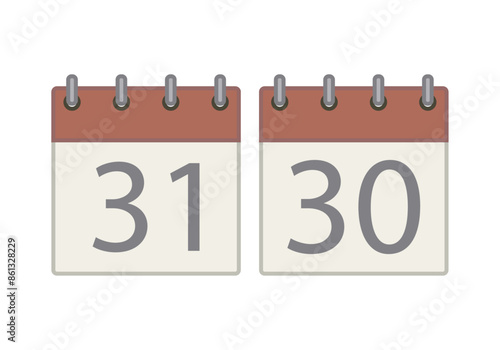 Hoja de calendarios de final de mes