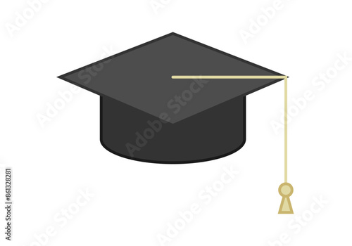 Sombrero de graduación universitaria en fondo blanco