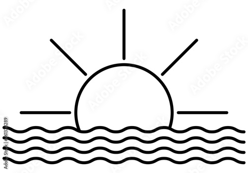 Icono negro de sol saliendo del mar