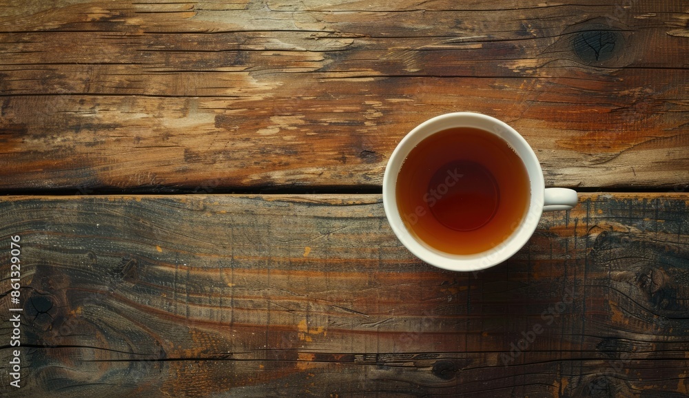 A Cup of Tea on Rustic Wood