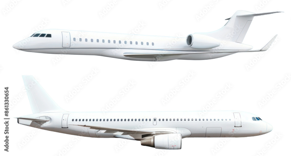 Fototapeta premium Airplane airliner aircraft vehicle png cut out element set