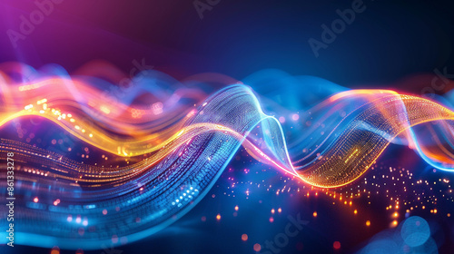 Wallpaper Mural Abstract neon artwork with radiant wavy lines emanating a sense of dynamic movement. Torontodigital.ca