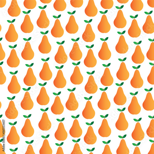Yellow and red pear seamless pattern. Fruit isolated on white background. Vector illustration.
