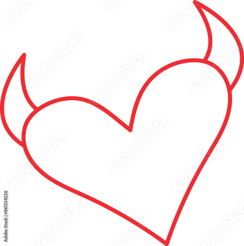 Heart with Horns Outline
