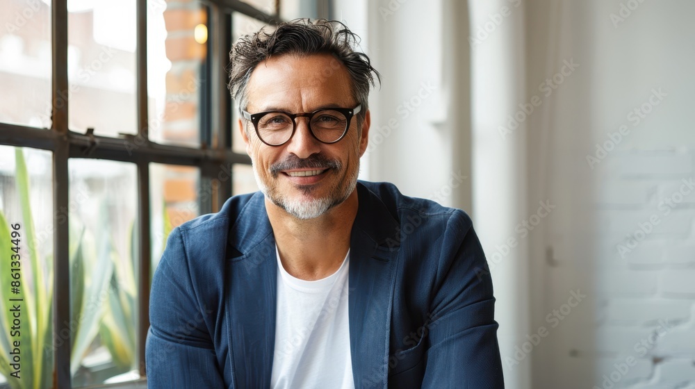 The man in glasses smiling The man in glasses smiling