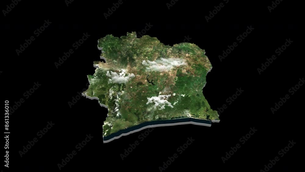 Cote D'ivoire (Ivory Coast) 3D Country Map Animation Transparent Alpha Cote D'ivoire (Ivory Coast) 3D Country Map Animation Transparent Alpha