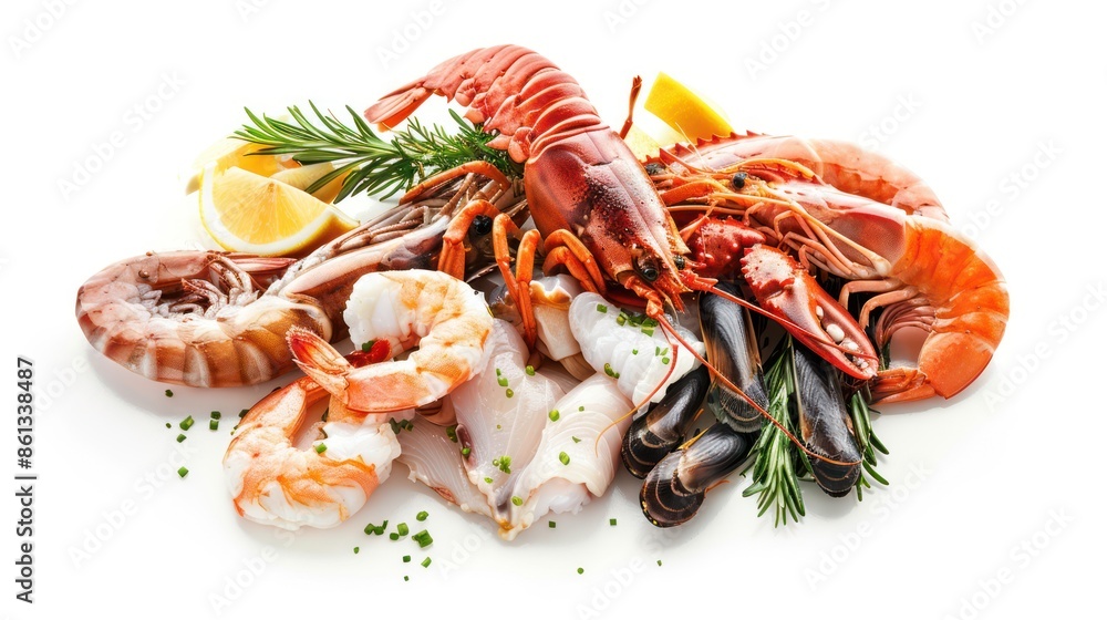 Fresh Seafood Platter with Lobster, Shrimp, and Mussels Fresh Seafood Platter with Lobster, Shrimp, and Mussels