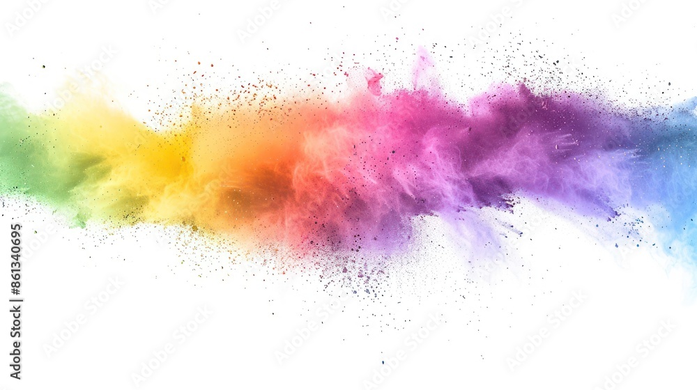 Fototapeta premium Rainbow Powder Explosion Isolated on White