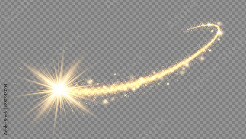 Light glow effect stars bursts with sparkles isolated on transparent background. Stock royalty free vector illustration. PNG	