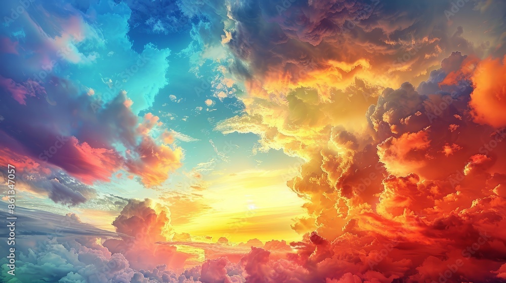 The intricate patterns and swirls of color in the sky create a sense of energy and excitement, capturing the beauty of a new day dawning The intricate patterns and swirls of color in the sky create a sense of energy and excitement, capturing the beauty of a new day dawning