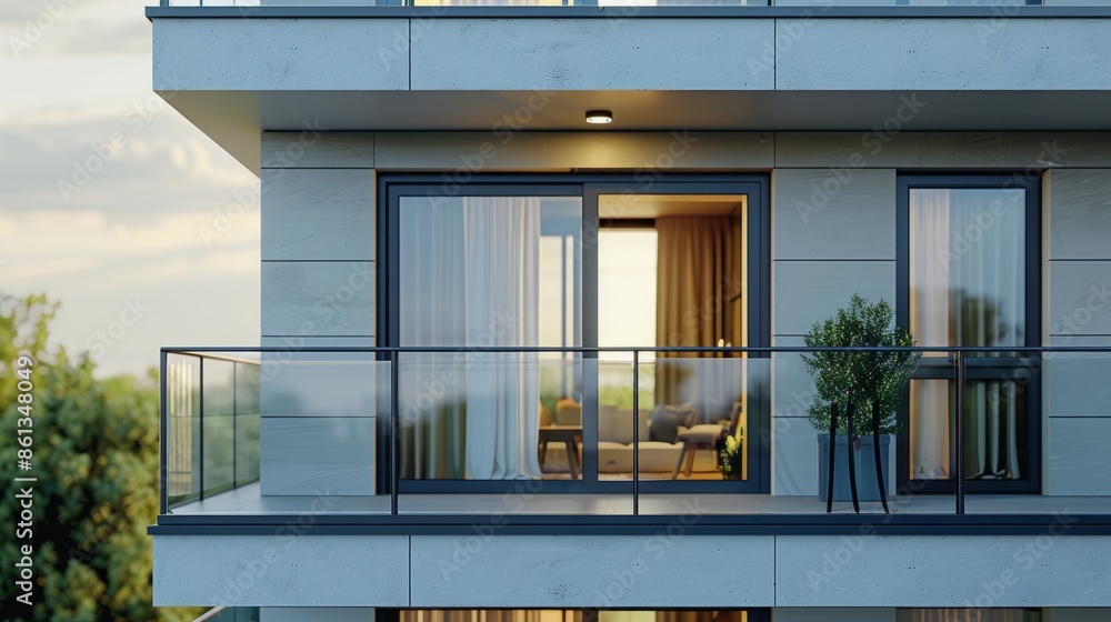 Installed metal plastic windows in a residential building s balcony