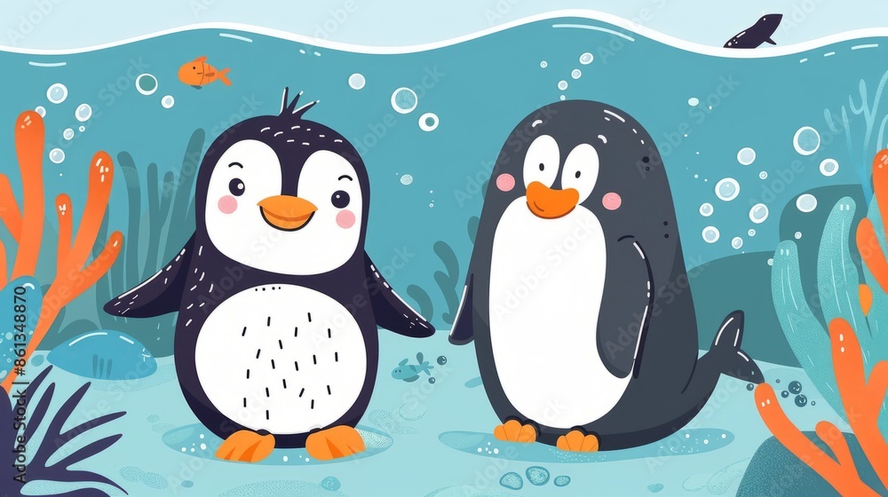 Obraz premium To extend the learning experience, consider exploring more about penguins and walruses through books, videos, or online resources