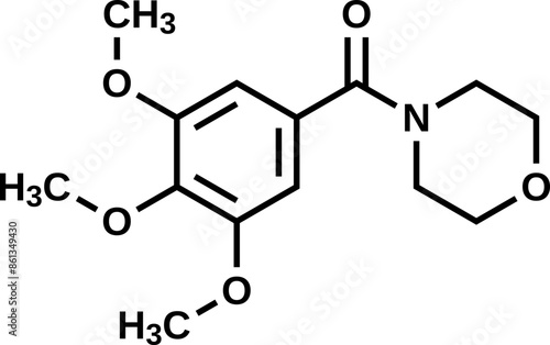 Trimetozine structural formula, vector illustration