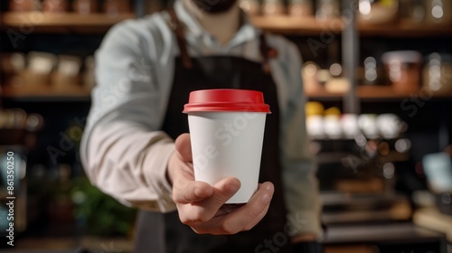 The Barista Holding Coffee Cup